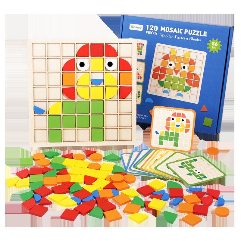 Mosaic Three-Dimensional Puzzle Puzzle Kindergarten Thinking Training Focus On Matching Building Block Quality Shape Color Recognition - Image 5